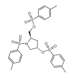 (3S,5R)-1-[(4-methylphenyl)sulfonyl]-3-[(4-methylphenyl)sulfonyloxy]-5-[(4-methylphenyl)sulfonyloxymethyl]pyrrolidine结构式