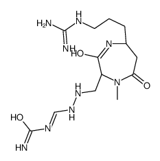 (E)-[2-[[(2S,5S)-5-[3-(diaminomethylideneamino)propyl]-1-methyl-3,7-dioxo-1,4-diazepan-2-yl]methyl]hydrazinyl]methylideneurea结构式