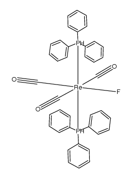 trans-tricarbonyl(fluoro)bis(triphenylphosphine)rhenium结构式