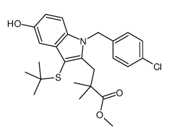 3-(3-(叔丁基硫代)-1-(4-氯苄基)-5-羟基-1H-吲哚-2-基)-2,2-二甲基丙酸甲酯结构式