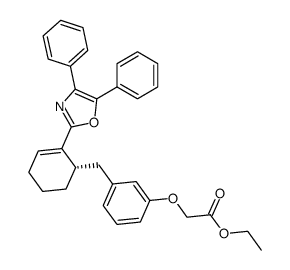 ethyl (S)-{3-{[2-(4,5-diphenyloxazol-2-yl)-2-cyclohexen-1-yl]methyl}phenoxy}acetate Structure