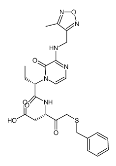 (3S)-5-(benzylsulfanyl)-3-{[(2S)-2-(3-{[(4-methyl-1,2,5-oxadiazol-3-yl)methyl]amino}-2-oxo-1,2-dihydro-1-pyrazinyl)butanoyl]amino}-4-oxopentanoic acid结构式