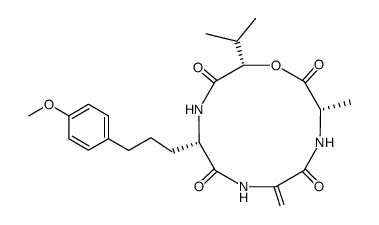 Cyclo[Dha-L-Ala-3,3-dimethyl-L-Lac-5-(4-methoxyphenyl)-L-Nva-] structure