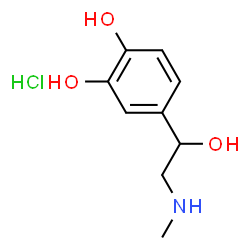 4-(1-hydroxy-2-methylamino-ethyl)benzene-1,2-diol hydrochloride structure