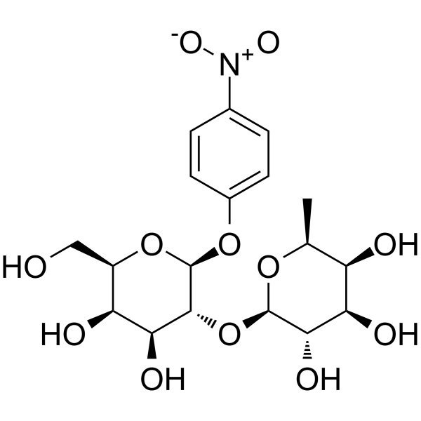 对硝基苯基2-O-(β-L-呋喃核糖基)-β-D-吡喃半乳糖苷结构式