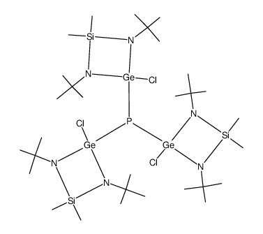 tris(1,3-di-tert-butyl-2,2-dimethyl-4-chloro-1,3-diaza-2-sila-4-germa-4-cyclobutyl)phosphane Structure