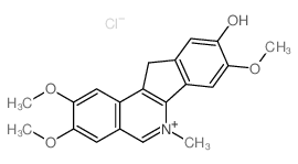 11H-Indeno(1,2-c)isoquinolinium, 9-hydroxy-6-methyl-2,3,8-trimethoxy-, chloride结构式