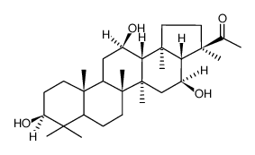 (21R)-3β,12β,16β-Trihydroxy-21-methyl-30-nor-A'-neogammaceran-22-one结构式