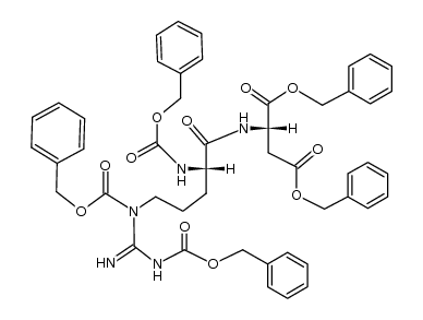 N-(Nα,Nδ,Nω-tris-benzyloxycarbonyl-L-arginyl)-L-aspartic acid dibenzyl ester结构式