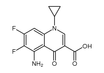 5-amino-1-cyclopropyl-6,7-difluoro-1,4-dihydro-4-oxoquinoline-3-carboxylic acid结构式