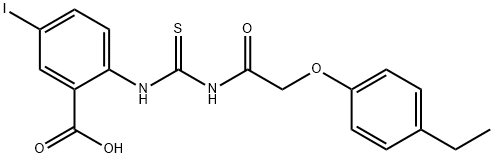 2-[[[[(4-ethylphenoxy)acetyl]amino]thioxomethyl]amino]-5-iodo-benzoic acid结构式