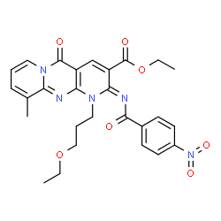 ethyl (2Z)-1-(3-ethoxypropyl)-10-methyl-2-{[(4-nitrophenyl)carbonyl]imino}-5-oxo-1,5-dihydro-2H-dipyrido[1,2-a:2',3'-d]pyrimidine-3-carboxylate picture