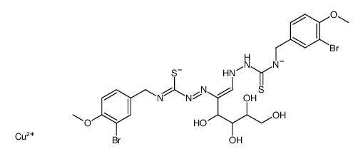 copper,(3-bromo-4-methoxyphenyl)methylcarbamothioyl-[[(1Z)-1-[(3-bromo-4-methoxyphenyl)methylcarbamothioylazanidylimino]-3,4,5,6-tetrahydroxyhexan-2-ylidene]amino]azanide Structure