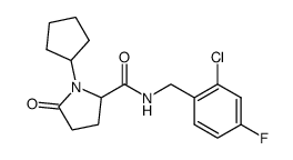 N-[(2-chloro-4-fluorophenyl)methyl]-1-cyclopentyl-5-oxoprolinamide结构式