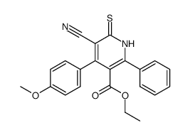 5-Cyano-4-(4-methoxy-phenyl)-2-phenyl-6-thioxo-1,6-dihydro-pyridine-3-carboxylic acid ethyl ester Structure