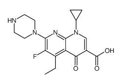 1-cyclopropyl-5-ethyl-6-fluoro-1,4-dihydro-4-oxo-7-(1-piperazinyl)-1,8-naphthyridine-3-carboxylic acid结构式