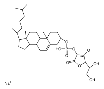 sodium,[(2R)-2-[(1S)-1,2-dihydroxyethyl]-3-hydroxy-5-oxo-2H-furan-4-yl] [(3S,8S,9S,10R,13R,14S,17R)-10,13-dimethyl-17-[(2R)-6-methylheptan-2-yl]-2,3,4,7,8,9,11,12,14,15,16,17-dodecahydro-1H-cyclopenta[a]phenanthren-3-yl] phosphate结构式