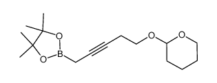 4,4,5,5-tetramethyl-2-(5-((tetrahydro-2H-pyran-2-yl)oxy)pent-2-yn-1-yl)-1,3,2-dioxaborolane结构式