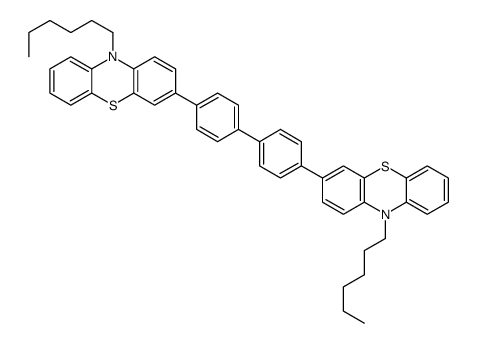 10-hexyl-3-[4-[4-(10-hexylphenothiazin-3-yl)phenyl]phenyl]phenothiazine结构式