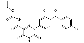 {2-[3-chloro-4-(4-chloro-benzoyl)-phenyl]-3,5-dioxo-2,3,4,5-tetrahydro-[1,2,4]triazine-6-carbonyl}-carbamic acid ethyl ester Structure