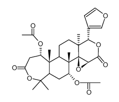 1α,7α-Diacetoxy-7-deoxo-1,2-dihydroobacunoic acid ε-lactone结构式