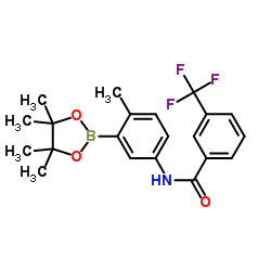 N-[4-Methyl-3-(4,4,5,5-tetramethyl-1,3,2-dioxaborolan-2-yl)phenyl]-3-(trifluoromethyl)benzamide结构式