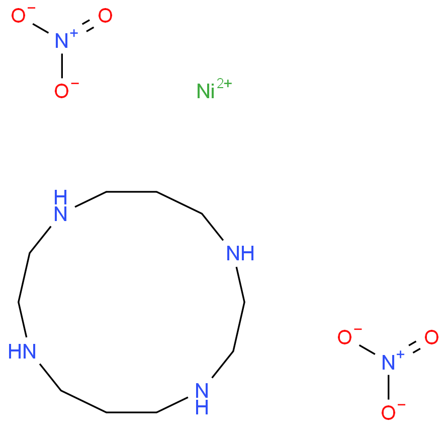 {Ni(1,4,8,11-tetraazacyclotetradecane)(NO3)2}结构式