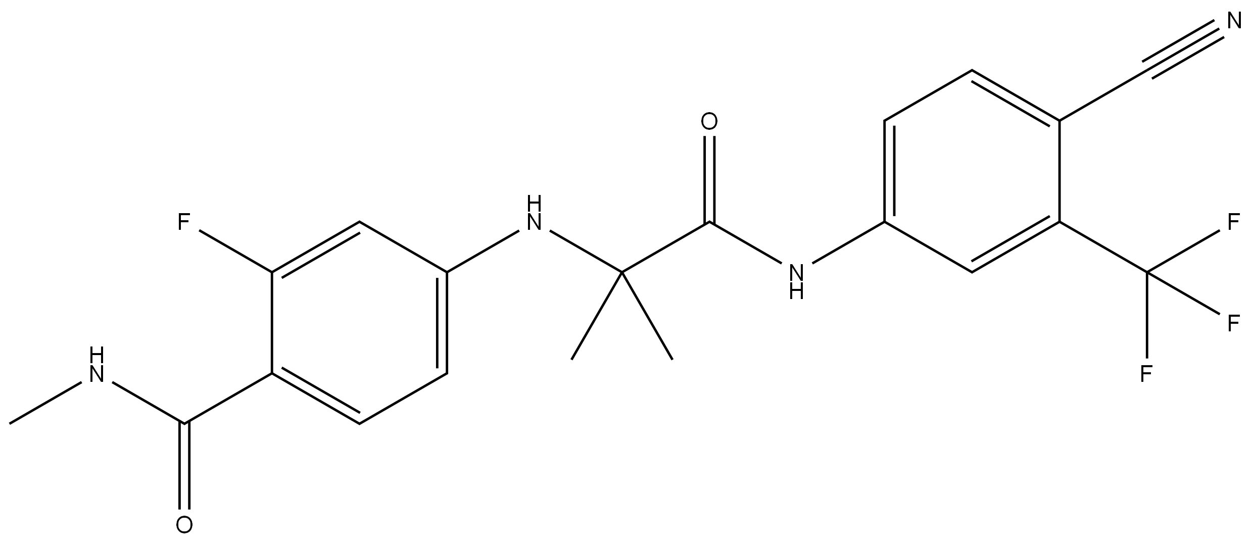 4-[1-(4-cyano-3-trifluoromethyl-phenylcarbamoyl)-1-methyl-ethylamino]-2-fluoro-N-结构式