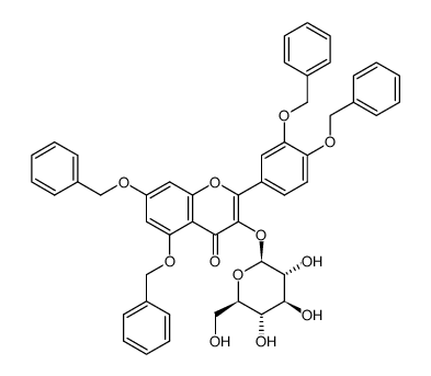 5,7-bisbenzyloxy-2-(3,4-bisbenzyloxyphenyl)-3-(β-D-glucopyranosyloxy)-4H-chromen-4-one结构式