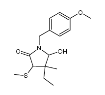 4-ethyl-5-hydroxy-1-(4-methoxybenzyl)-4-methyl-3-(methylthio)pyrrolidin-2-one结构式