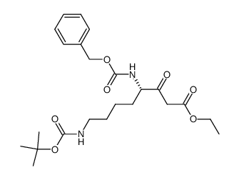 (S)-4-Benzyloxycarbonylamino-8-tert-butoxycarbonylamino-3-oxo-octanoic acid ethyl ester结构式