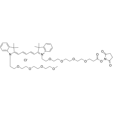 N-(m-PEG4)-N'-(PEG4-NHS ester)-Cy5 structure