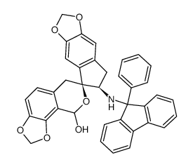 (5S,6R)-6-((9-phenyl-9H-fluoren-9-yl)amino)-6,6',7,9'-tetrahydrospiro[indeno[5,6-d][1,3]dioxole-5,7'-[1,3]dioxolo[4,5-h]isochromen]-9'-ol结构式