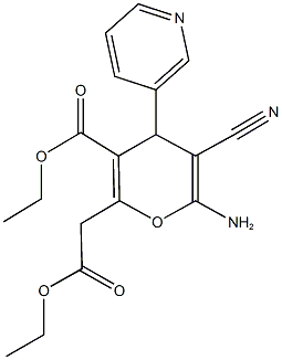 ethyl 6-amino-5-cyano-2-(2-ethoxy-2-oxoethyl)-4-(3-pyridinyl)-4H-pyran-3-carboxylate结构式