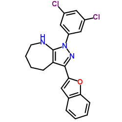 Pyrazolo[3,4-b]azepine, 3-(2-benzofuranyl)-1-(3,5-dichlorophenyl)-1,4,5,6,7,8-hexahydro- (9CI)结构式