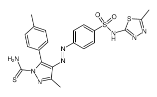 3-methyl-4-[4-(5-methyl-[1,3,4]thiadiazol-2-ylsulfamoyl)-phenylazo]-5-p-tolyl-pyrazole-1-carbothioic acid amide结构式