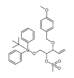 (2R,3R)-1-((tert-butyldiphenylsilyl)oxy)-3-((4-methoxybenzyl)oxy)pent-4-en-2-yl methanesulfonate结构式