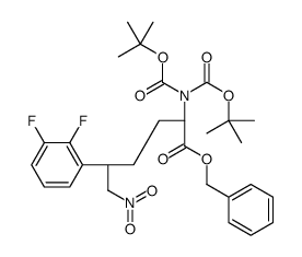 Benzyl (5S)-5-(2,3-difluorophenyl)-N,N-bis{[(2-methyl-2-propanyl) oxy]carbonyl}-6-nitro-D-norleucinate Structure