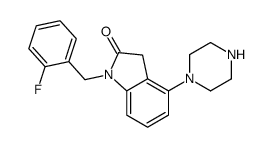 1-[(2-fluorophenyl)methyl]-4-piperazin-1-yl-3H-indol-2-one结构式