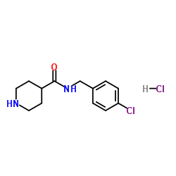 N-(4-Chlorobenzyl)-4-piperidinecarboxamide hydrochloride (1:1) structure