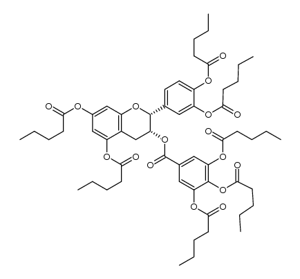 (-)-5,7-O-divaleroyl-3',4'-O-divaleroyl-3'',4'',5''-O-trivaleroylepicatechin-3-O-gallate Structure