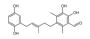 3-[(E)-5-(2,5-Dihydroxyphenyl)-3-methyl-3-pentenyl]-5,6-dihydroxy-2,4-dimethylbenzaldehyde结构式