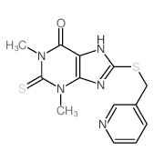 6H-Purin-6-one,1,2,3,9-tetrahydro-1,3-dimethyl-8-[(3-pyridinylmethyl)thio]-2-thioxo- structure