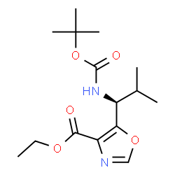 (S)-ETHYL 5-(1-(TERT-BUTOXYCARBONYLAMINO)-2-METHYLPROPYL)OXAZOLE-4-CARBOXYLATE结构式