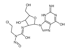 3-[(2R,3R,4S,5R)-2-(2-amino-6-oxo-3H-purin-9-yl)-4-hydroxy-5-(hydroxymethyl)oxolan-3-yl]-1-(2-chloroethyl)-1-nitrosourea结构式