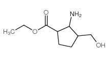 Cyclopentanecarboxylic acid, 2-amino-3-(hydroxymethyl)-, ethyl ester, Structure