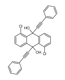 1,5-dichloro-9,10-bis(phenylethynyl)-9,10-dihydroanthracene-9,10-diol Structure