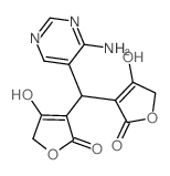 4-[(4-aminopyrimidin-5-yl)-(2-hydroxy-4-oxo-3-furyl)methyl]-5-hydroxy-furan-3-one structure