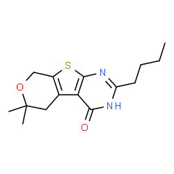 2-Butyl-6,6-dimethyl-3,5,6,8-tetrahydro-4H-pyrano[4',3':4,5]thieno[2,3-d]pyrimidin-4-one structure