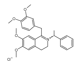 (S)-1-(3,4-dimethoxybenzyl)-6,7-dimethoxy-2-(1-phenylethyl)-3,4-dihydroisoquinolin-2-ium chloride结构式